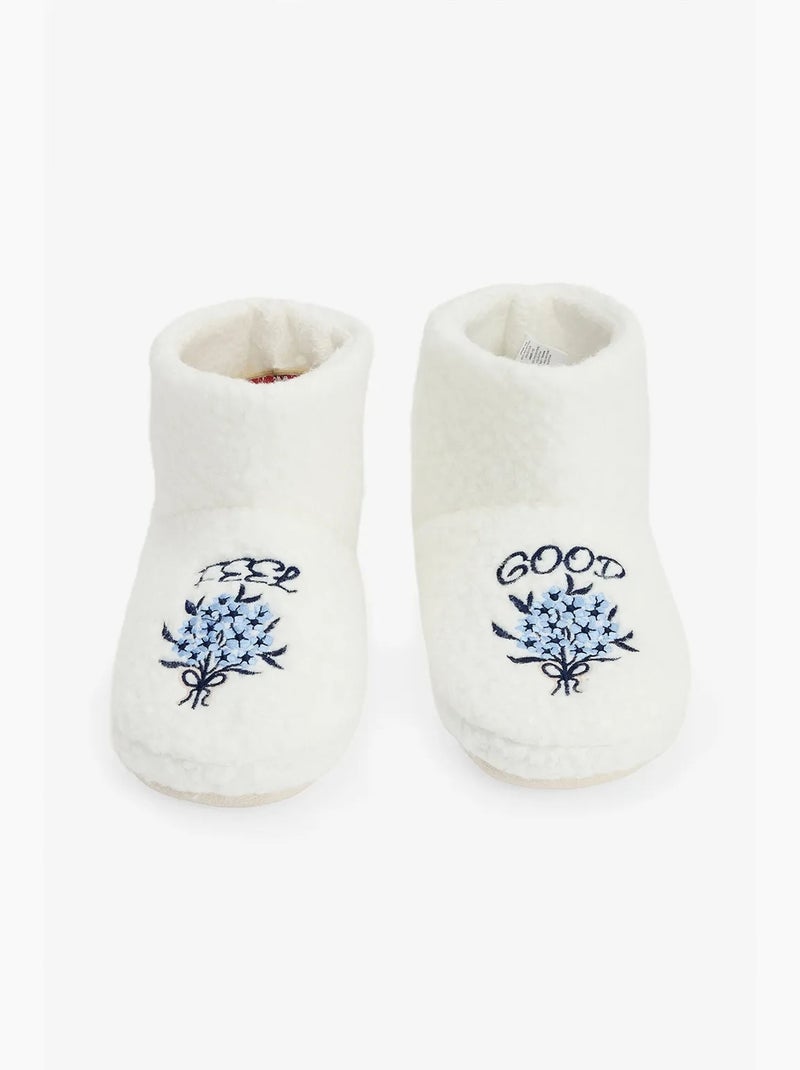 Kırık feel good chaussons d'intérieur brodés slogan penti Blanc cassé - Kiabi