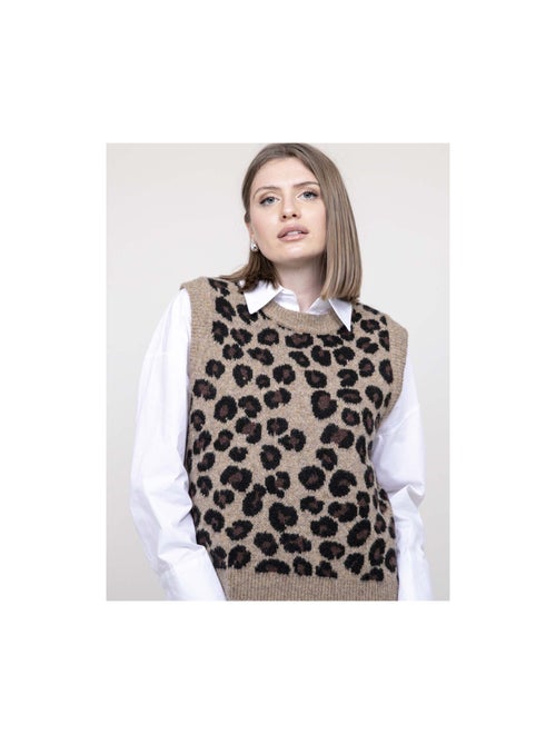 Kurtina mouwloze trui met luipaardprint - Kiabi
