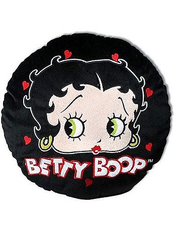 Kussen rond 'Betty Boop' Coeur Zwart 35 cm – hoes déhoussable BETTY BOOP