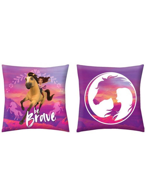 Kussen vierkant decoratief 40 x 40 cm bedrukt Spirit Be Brave - Kiabi