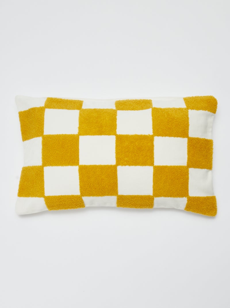 Kussenhoes met dambordmotief - Kiabi Home GEEL - Kiabi