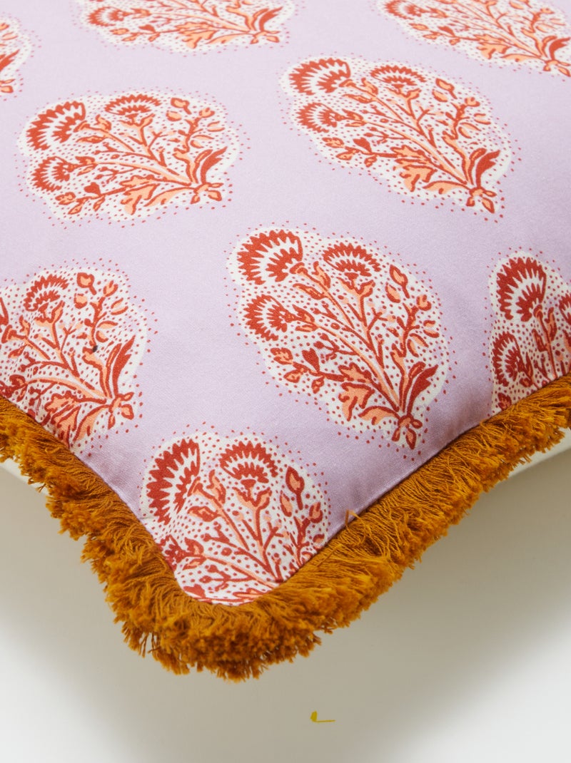 Kussenhoes met franjes (45 x 45 cm) PAARS - Kiabi