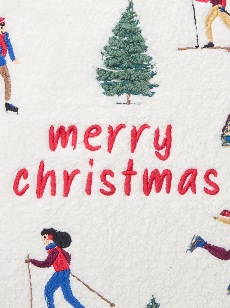 Kussenhoes met kerstborduursels Biege - Kiabi