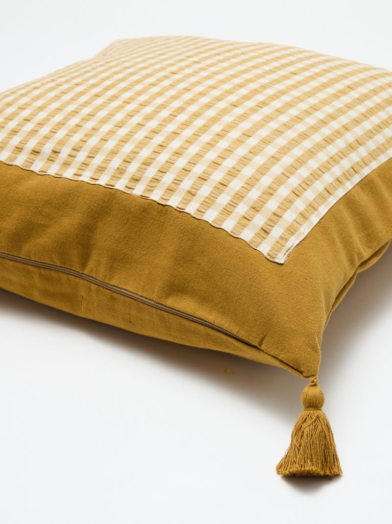 Kussenhoes met vichyruit (45x45 cm) - Kiabi Home Geel - Kiabi