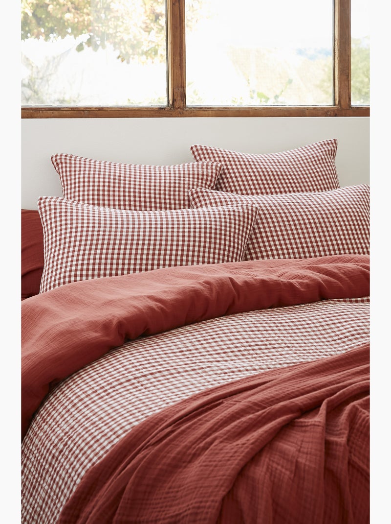 Kussensloop – garengeverfd katoengaas vickie pampa Terracotta - Kiabi