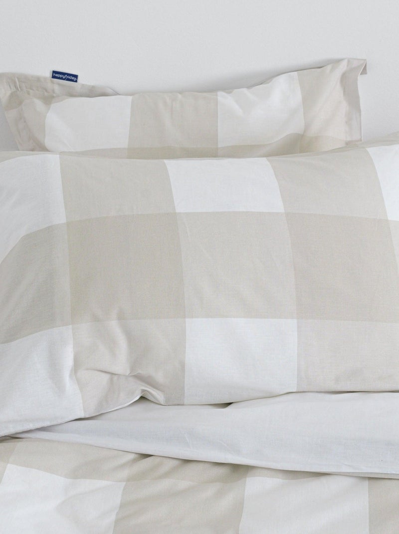 Kussensloop Gingham "Happyfriday" Beige - Kiabi