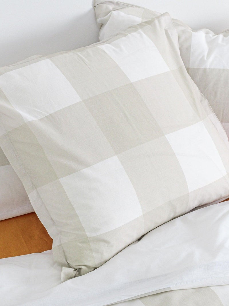 Kussensloop Gingham "Happyfriday" Beige - Kiabi