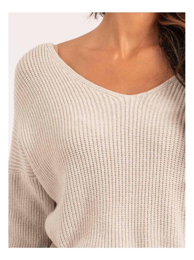 Kyleena v-hals trui Beige - Kiabi