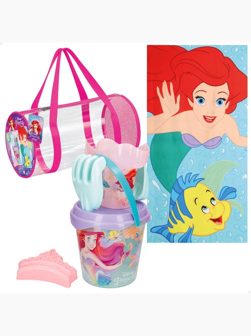 La petite sirène ensemble seau de plage avec accessoires serviette et sac - Kiabi
