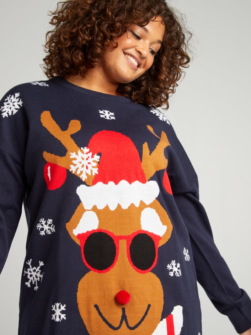 La robe pull de Noël Bleu Grandes tailles Kiabi