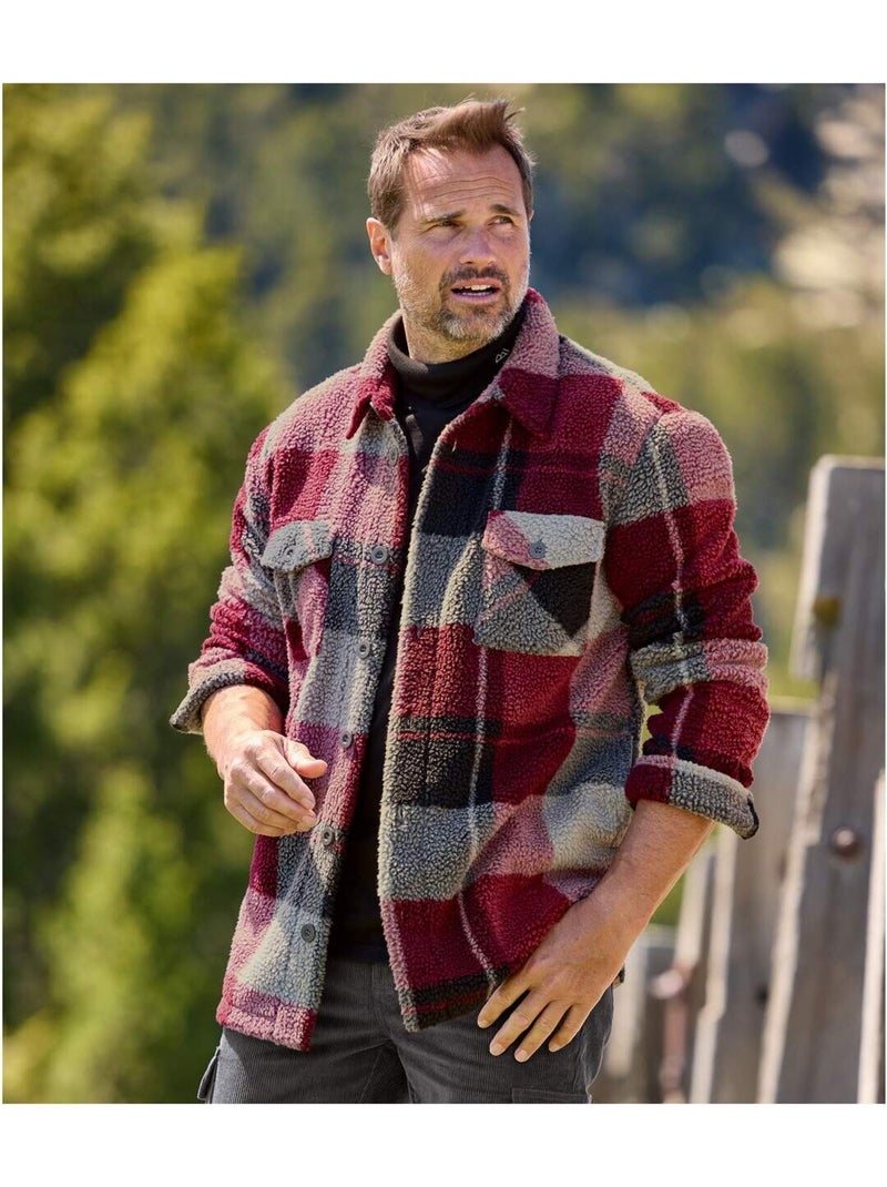 La surveste sherpa à carreaux  - atlas for men Gris Bordeaux Gris - Kiabi