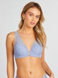 Laag uitgesneden beha van kant BLAUW - Kiabi