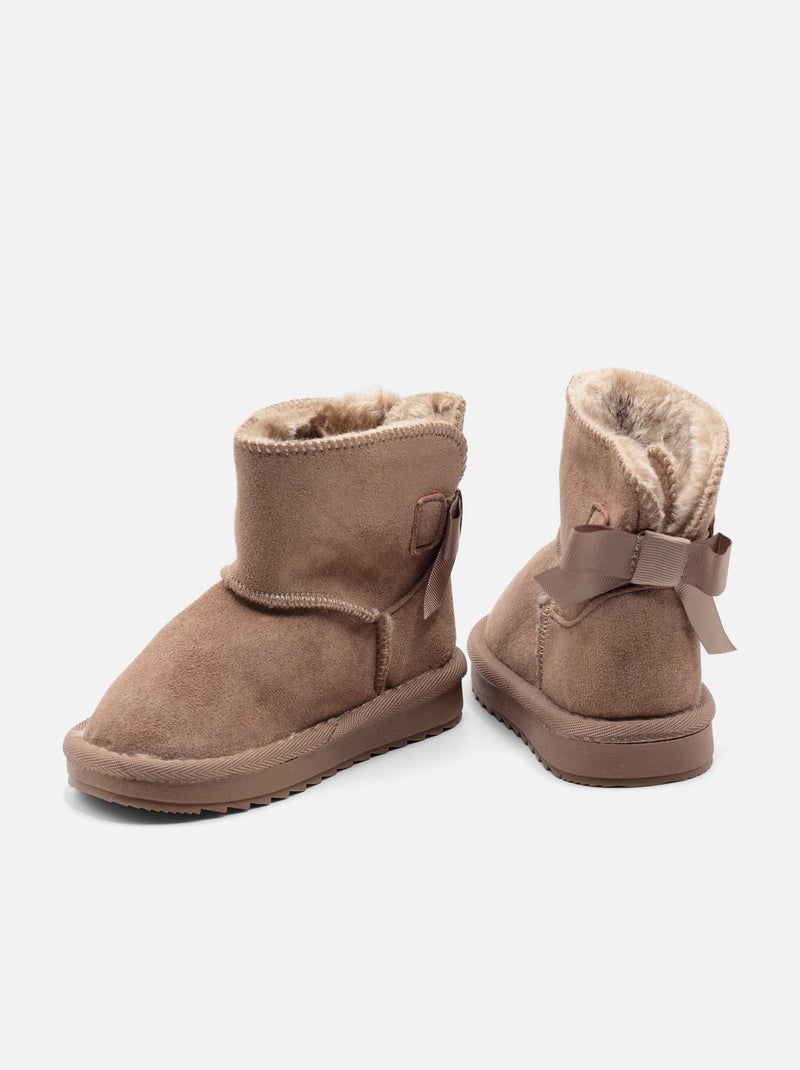 Laarsjes met strikjes Taupe - Kiabi