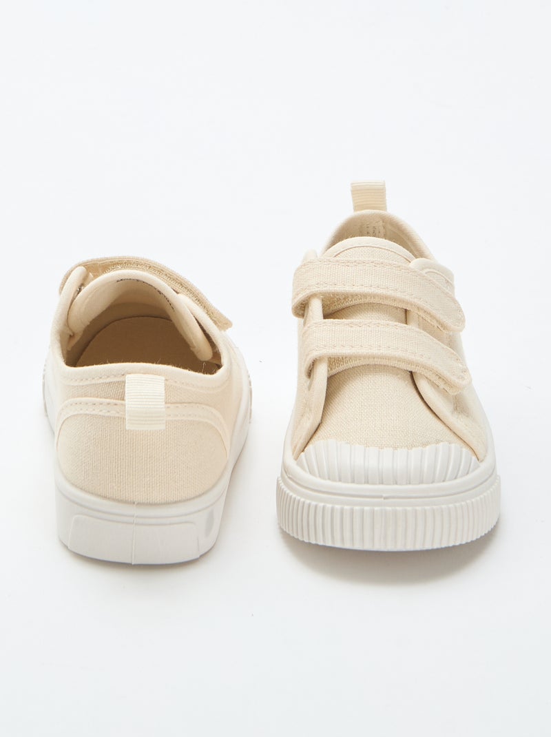 Lage canvas sneakers met klittenband Biege - Kiabi