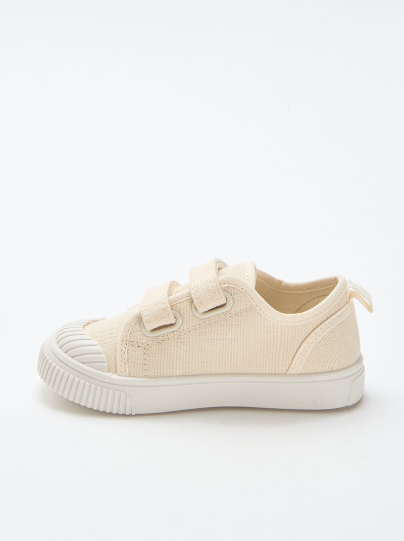 Lage canvas sneakers met klittenband Biege - Kiabi