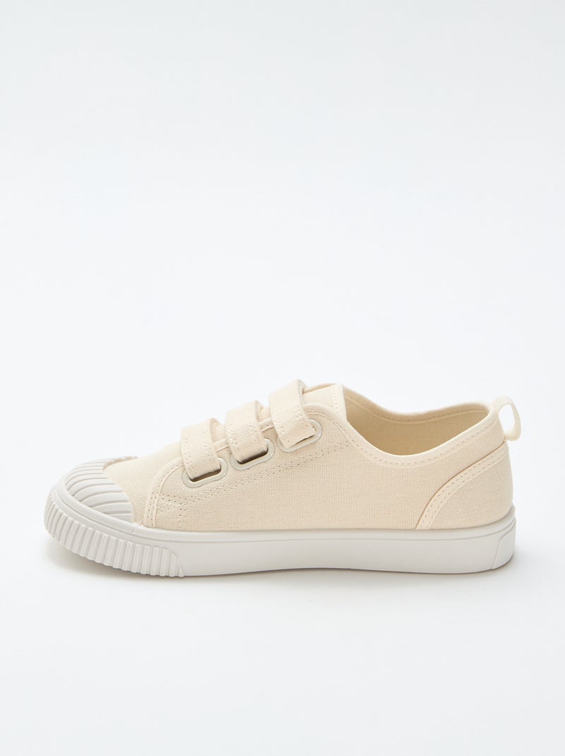 Lage canvas sneakers met klittenband Biege - Kiabi