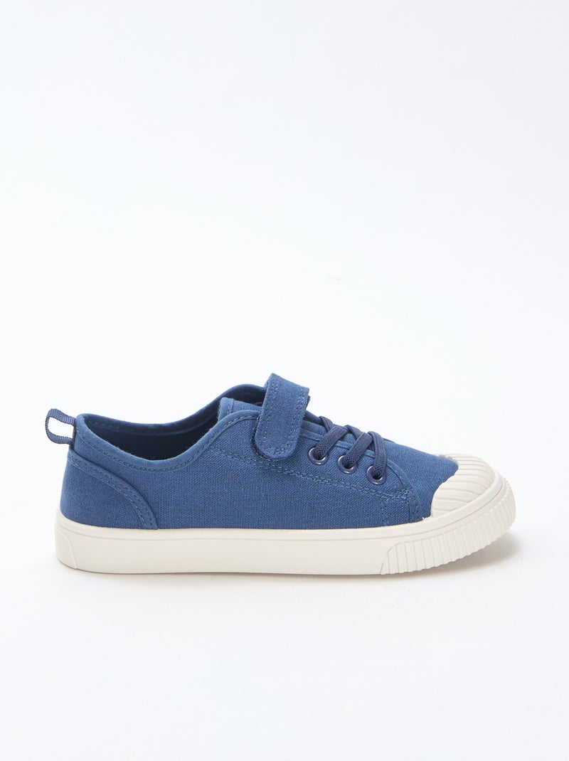 Lage canvas sneakers met klittenband Blauw - Kiabi
