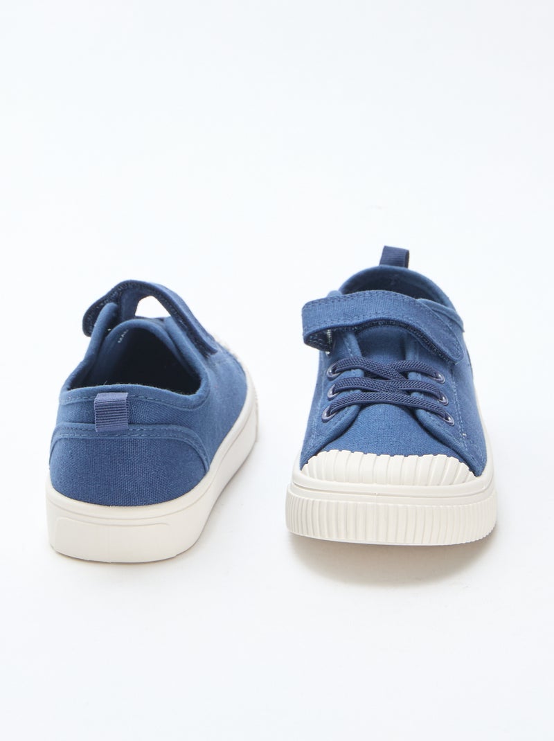 Lage canvas sneakers met klittenband Blauw - Kiabi