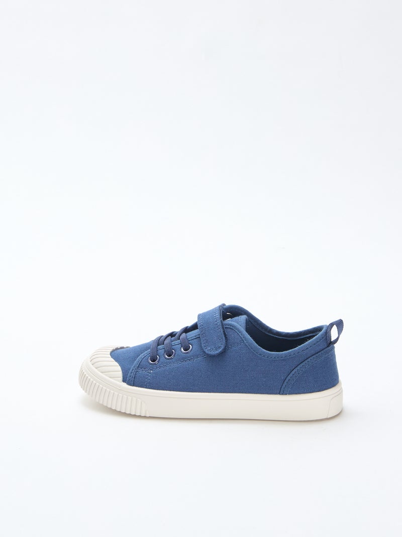 Lage canvas sneakers met klittenband Blauw - Kiabi