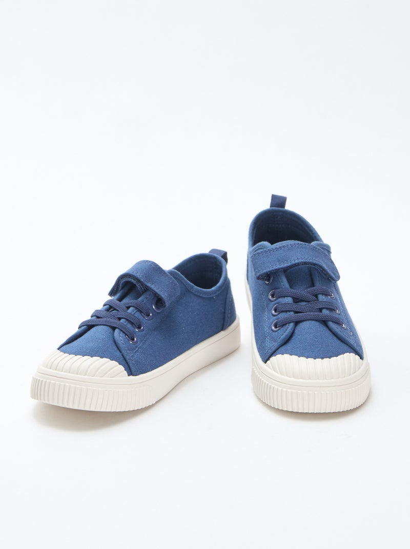 Lage canvas sneakers met klittenband Blauw - Kiabi