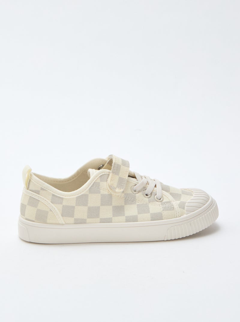 Lage canvas sneakers met klittenband Grijs - Kiabi