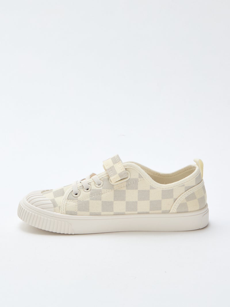 Lage canvas sneakers met klittenband Grijs - Kiabi