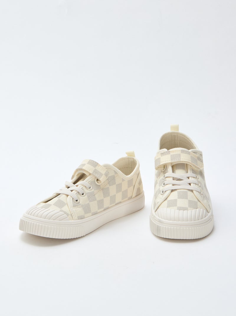 Lage canvas sneakers met klittenband Grijs - Kiabi