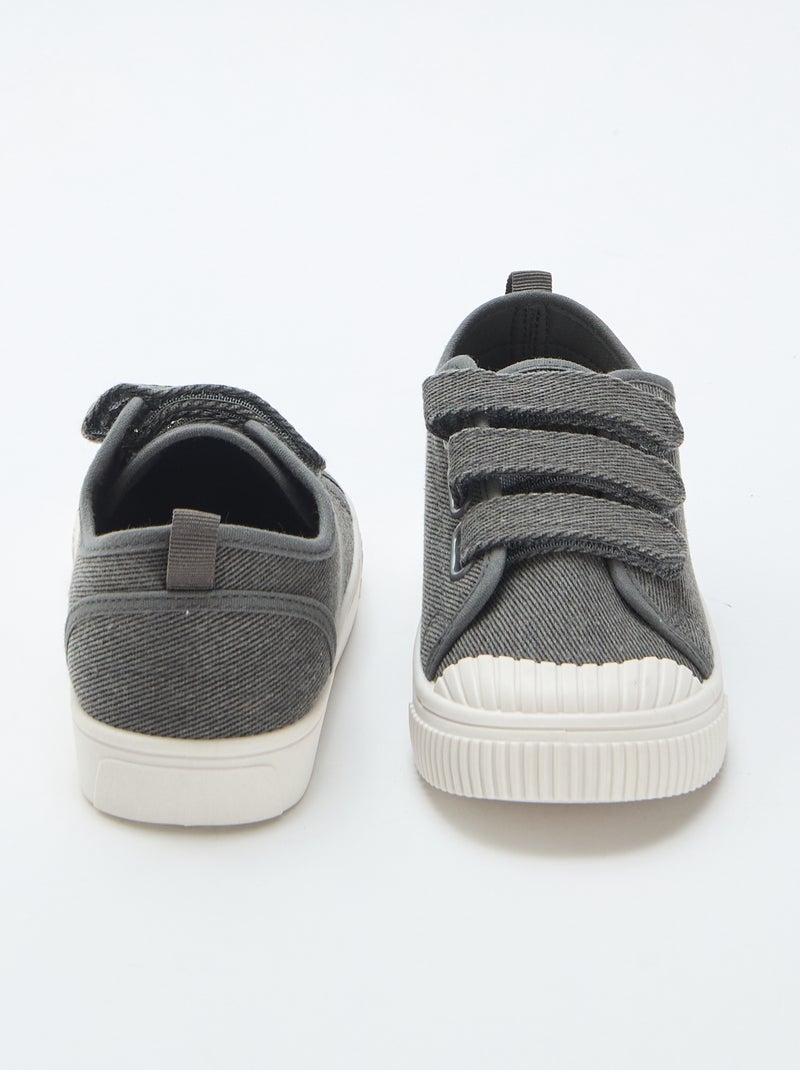 Lage canvas sneakers met klittenband Grijs - Kiabi