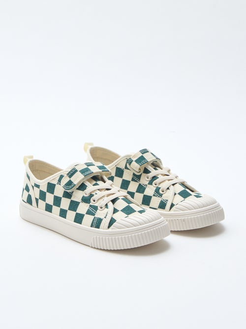 Lage canvas sneakers met klittenband - Kiabi
