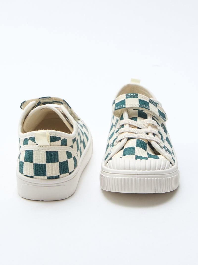 Lage canvas sneakers met klittenband Groen - Kiabi