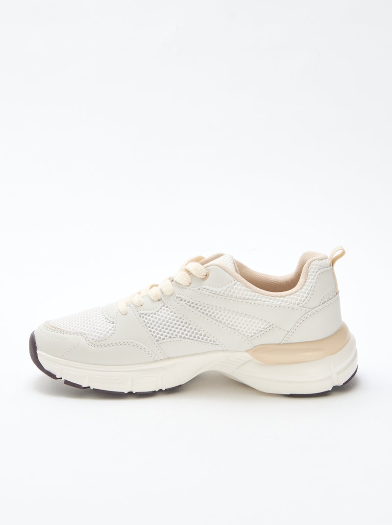Lage sneakers in hardloopstijl Biege - Kiabi