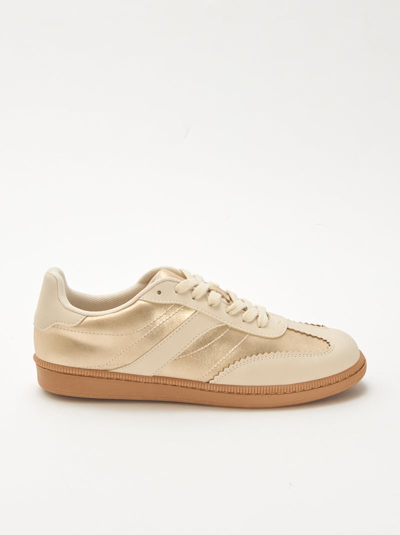 Lage sneakers met contrasterende vlakken Geel - Kiabi