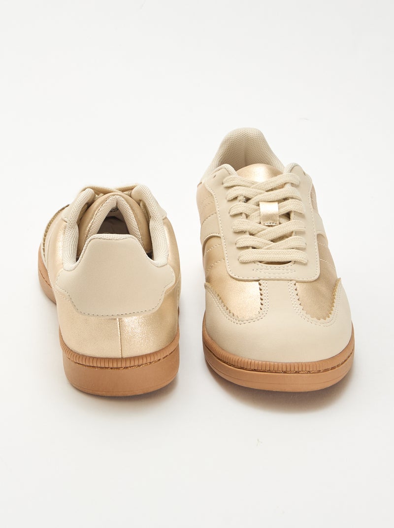 Lage sneakers met contrasterende vlakken Geel - Kiabi