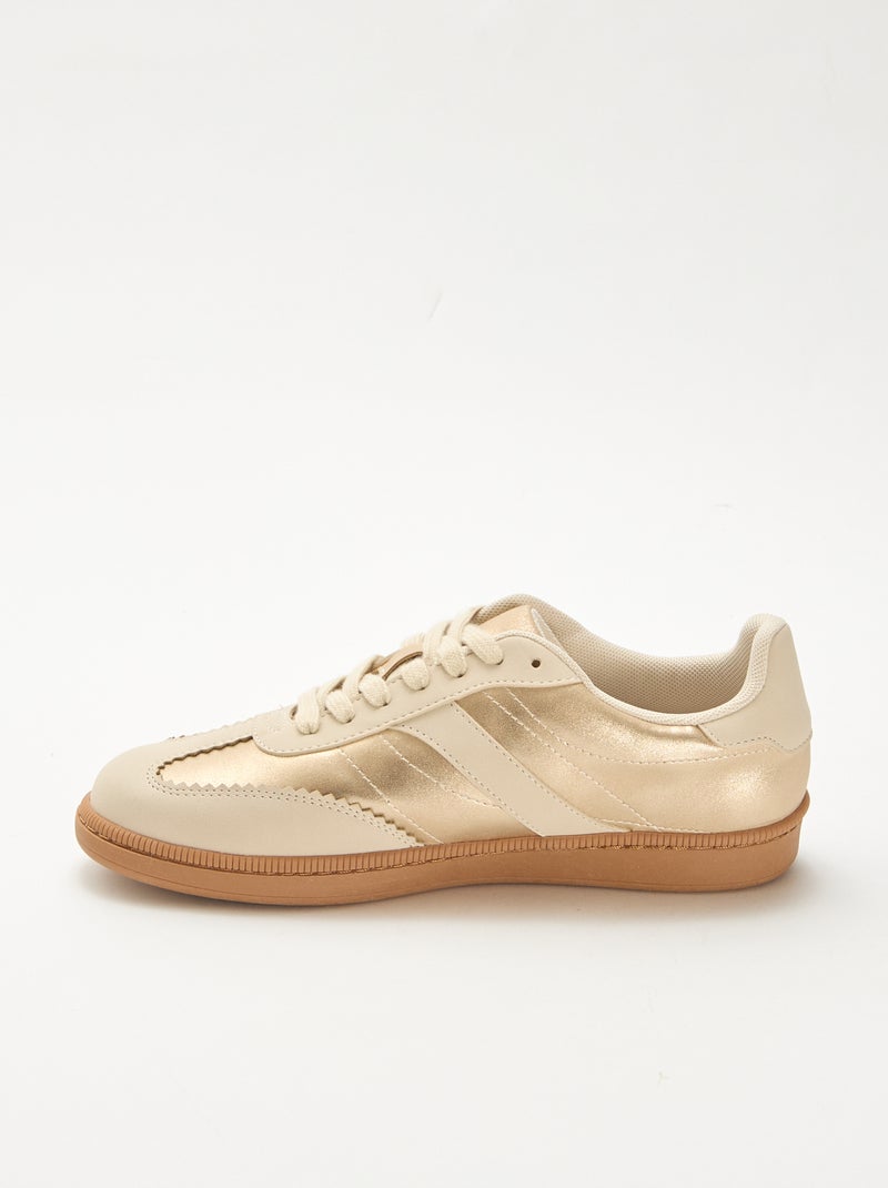 Lage sneakers met contrasterende vlakken Geel - Kiabi