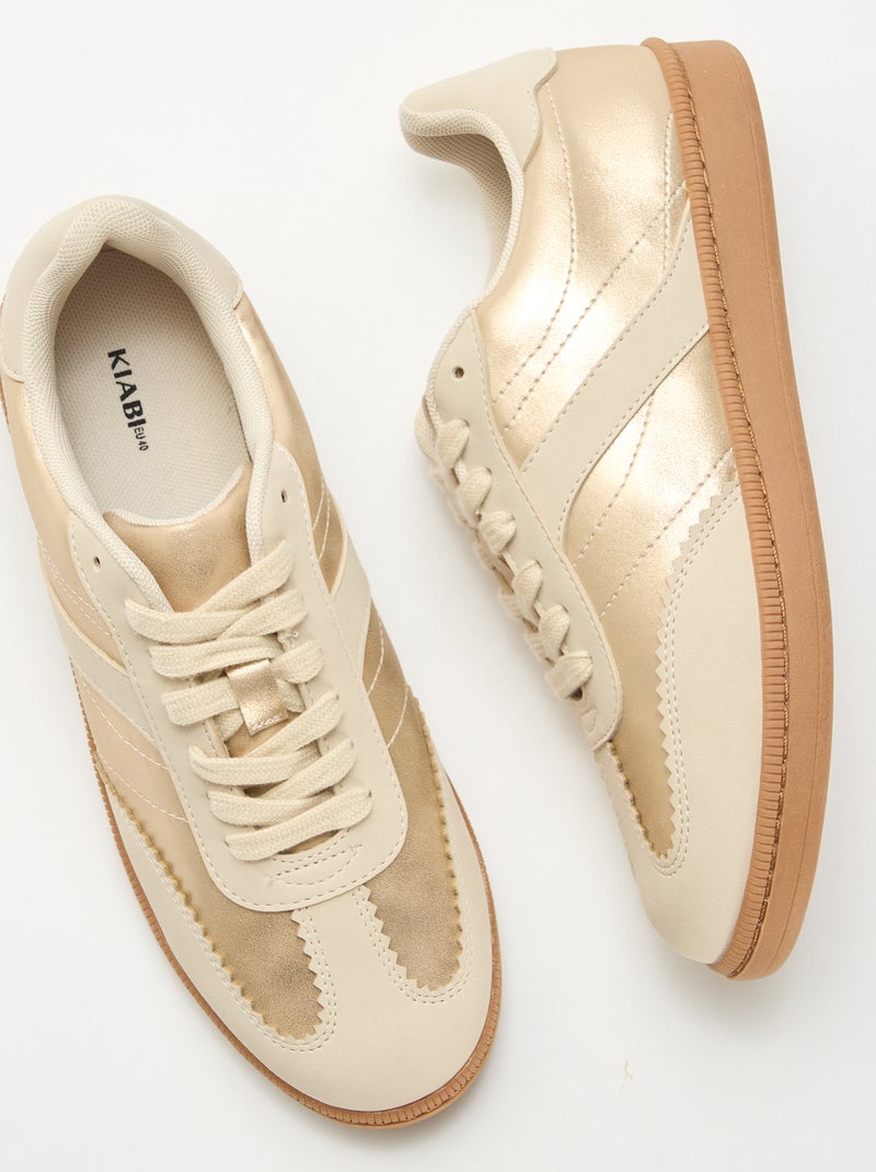 Lage sneakers met contrasterende vlakken Geel - Kiabi