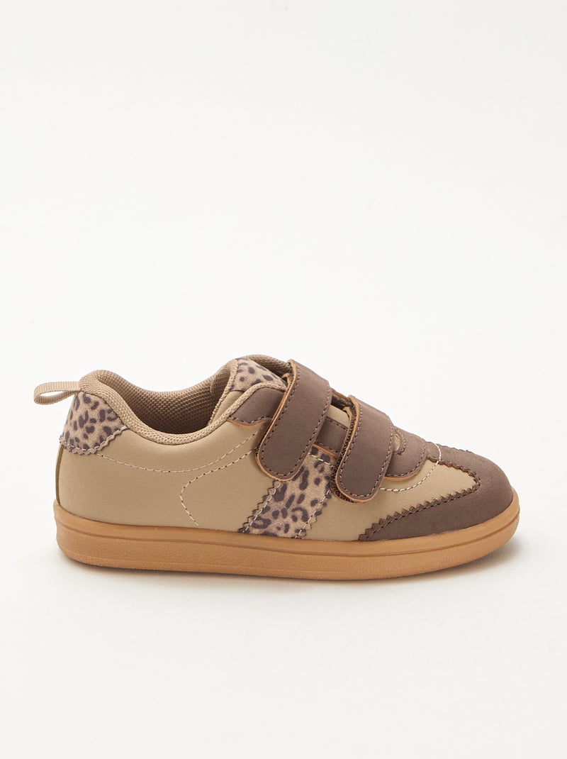 Lage sneakers met klittenband Bruin - Kiabi