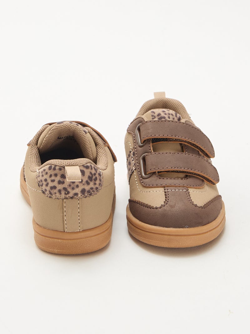 Lage sneakers met klittenband Bruin - Kiabi