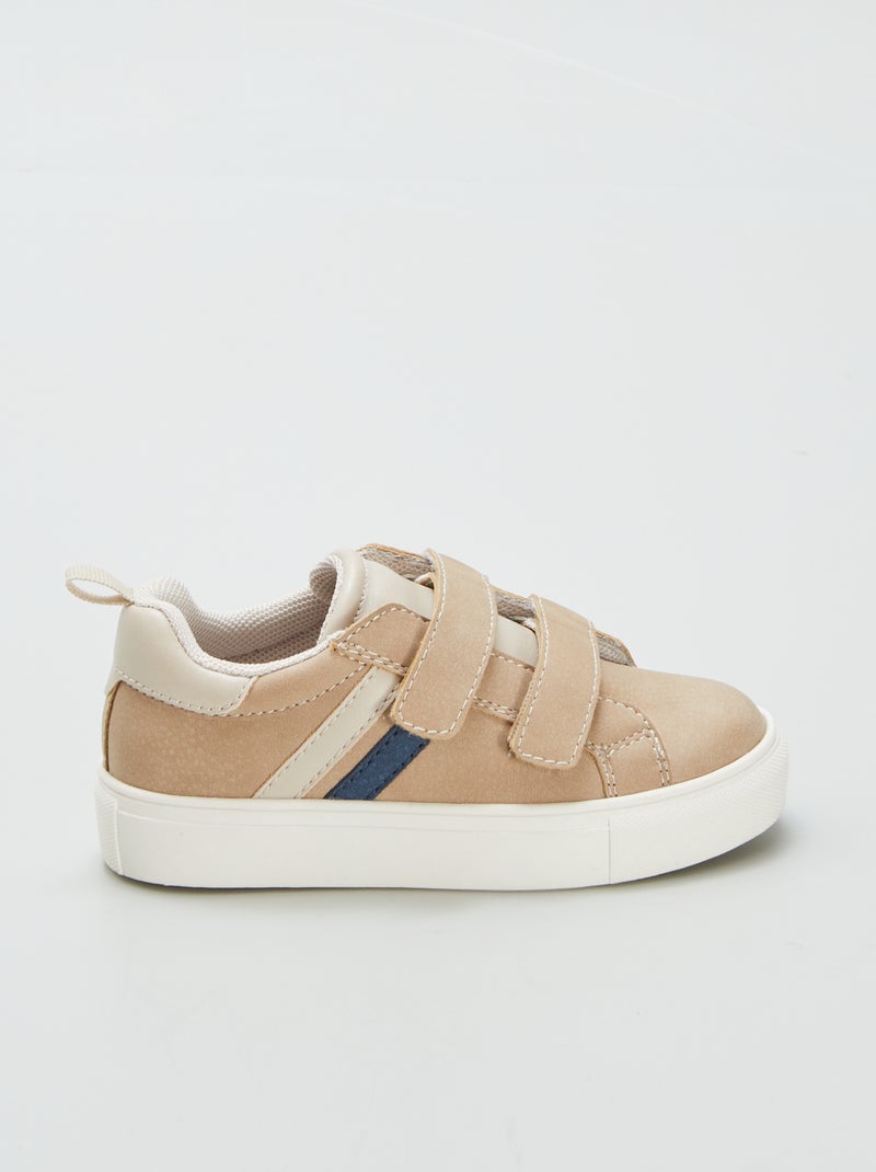 Lage sneakers met klittenbanden BRUIN - Kiabi