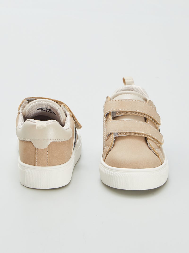 Lage sneakers met klittenbanden BRUIN - Kiabi