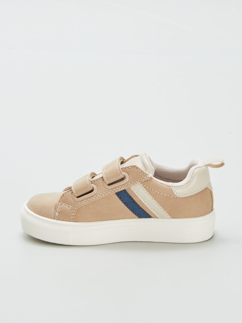 Lage sneakers met klittenbanden BRUIN - Kiabi