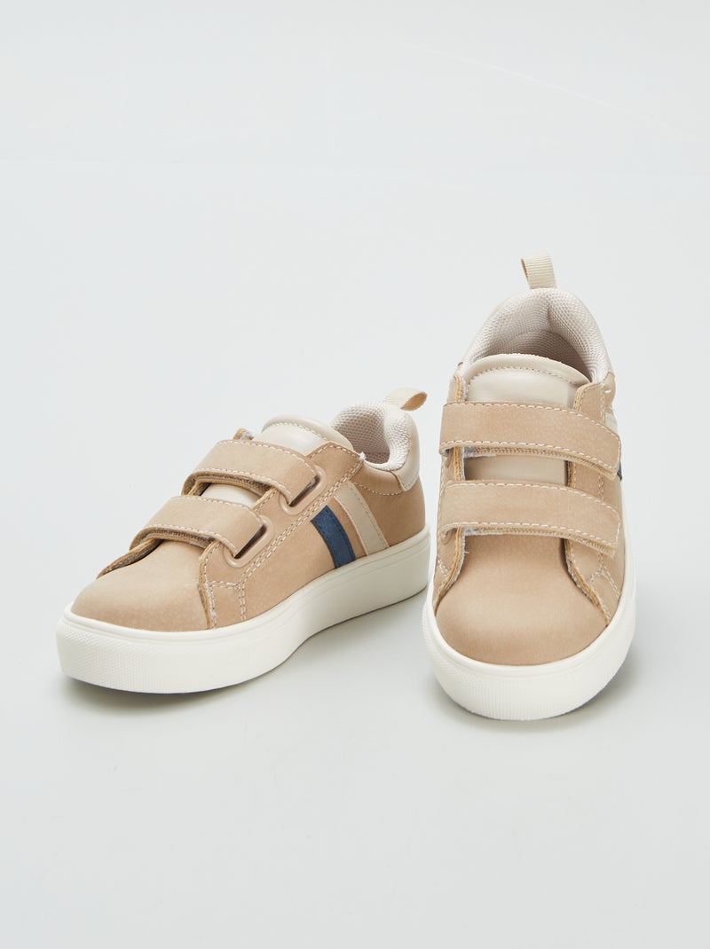 Lage sneakers met klittenbanden BRUIN - Kiabi