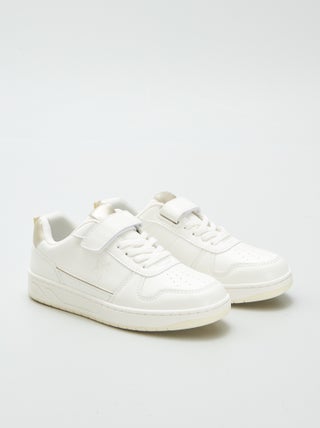 Lage sneakers met klittenbanden en veters