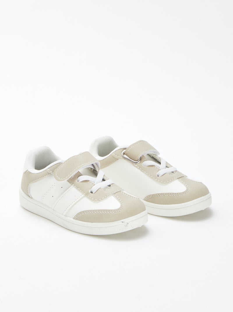 Lage sneakers met klittenbandsluiting en elastische veters BIEGE - Kiabi