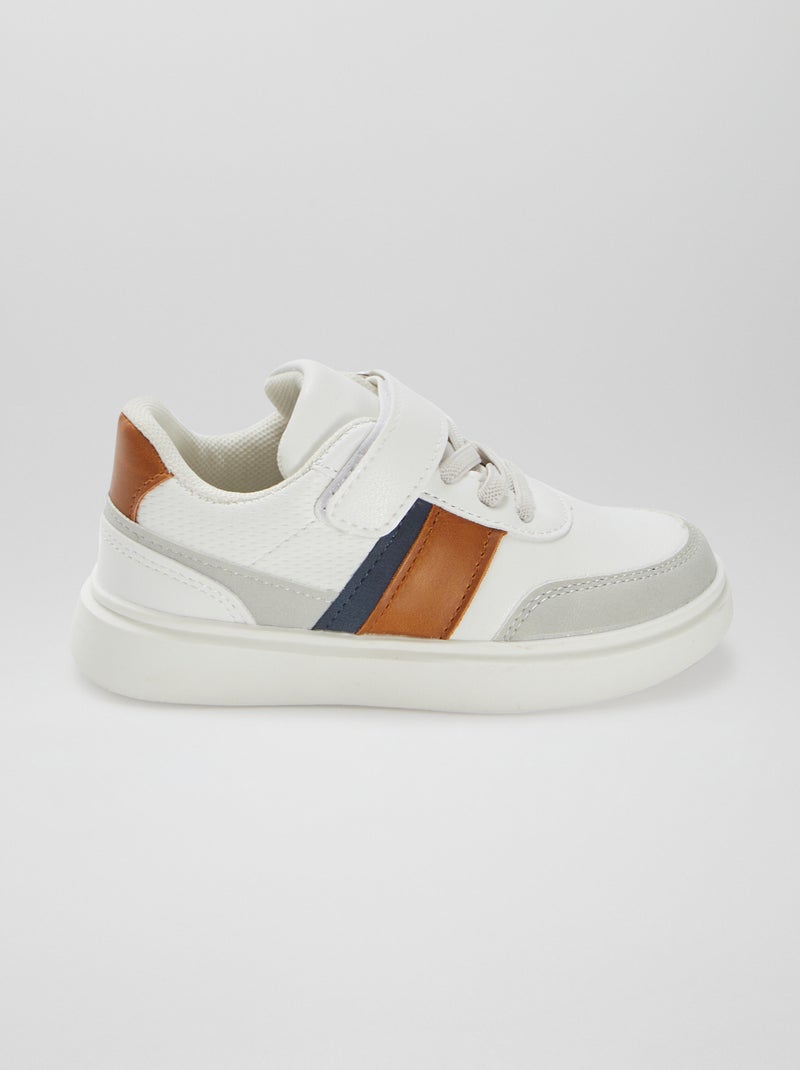 Lage sneakers met klittenbandsluiting en veters WIT - Kiabi