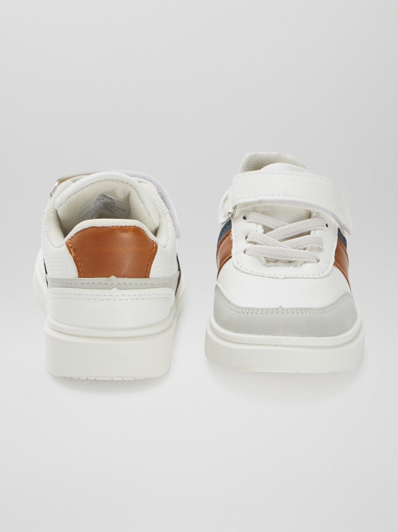 Lage sneakers met klittenbandsluiting en veters WIT - Kiabi