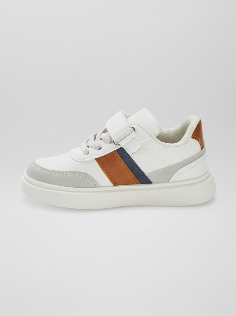 Lage sneakers met klittenbandsluiting en veters WIT - Kiabi