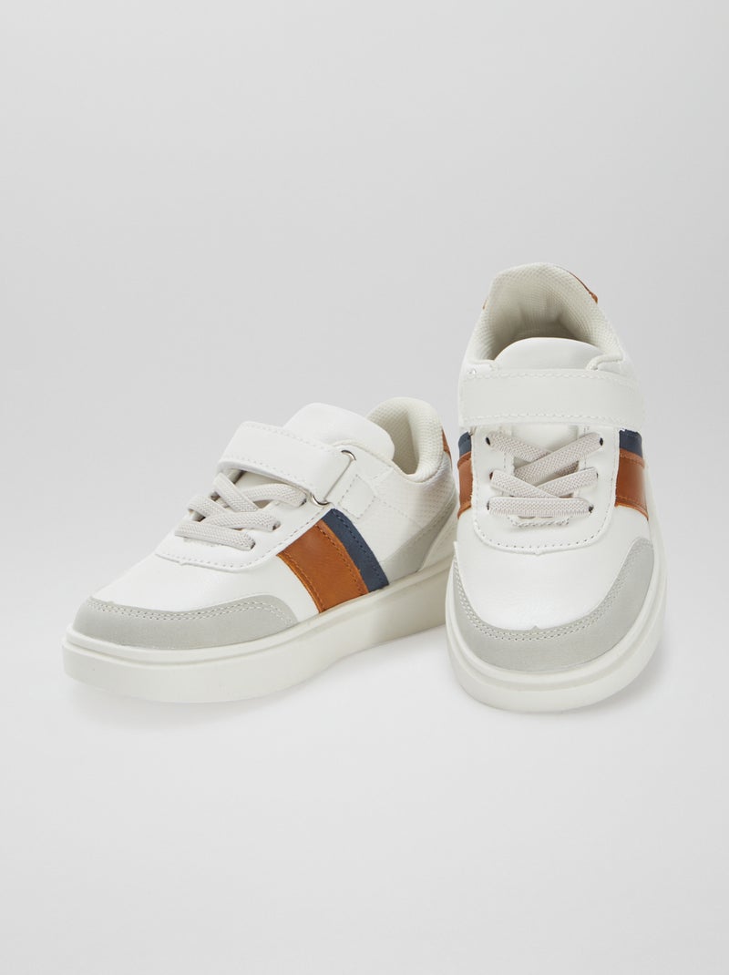 Lage sneakers met klittenbandsluiting en veters WIT - Kiabi