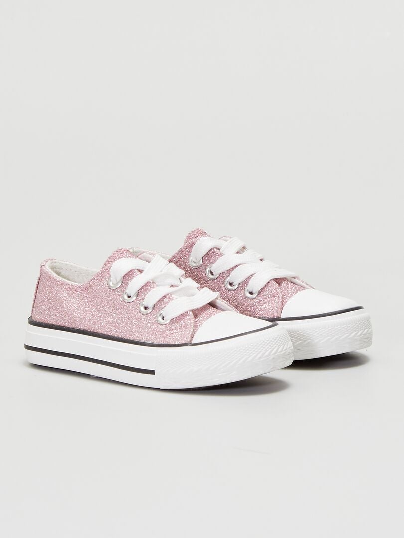 Lage sneakers met pailletten roze - Kiabi