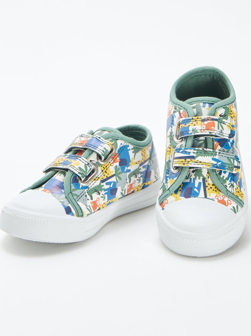 Lage sneakers met print BLAUW - Kiabi