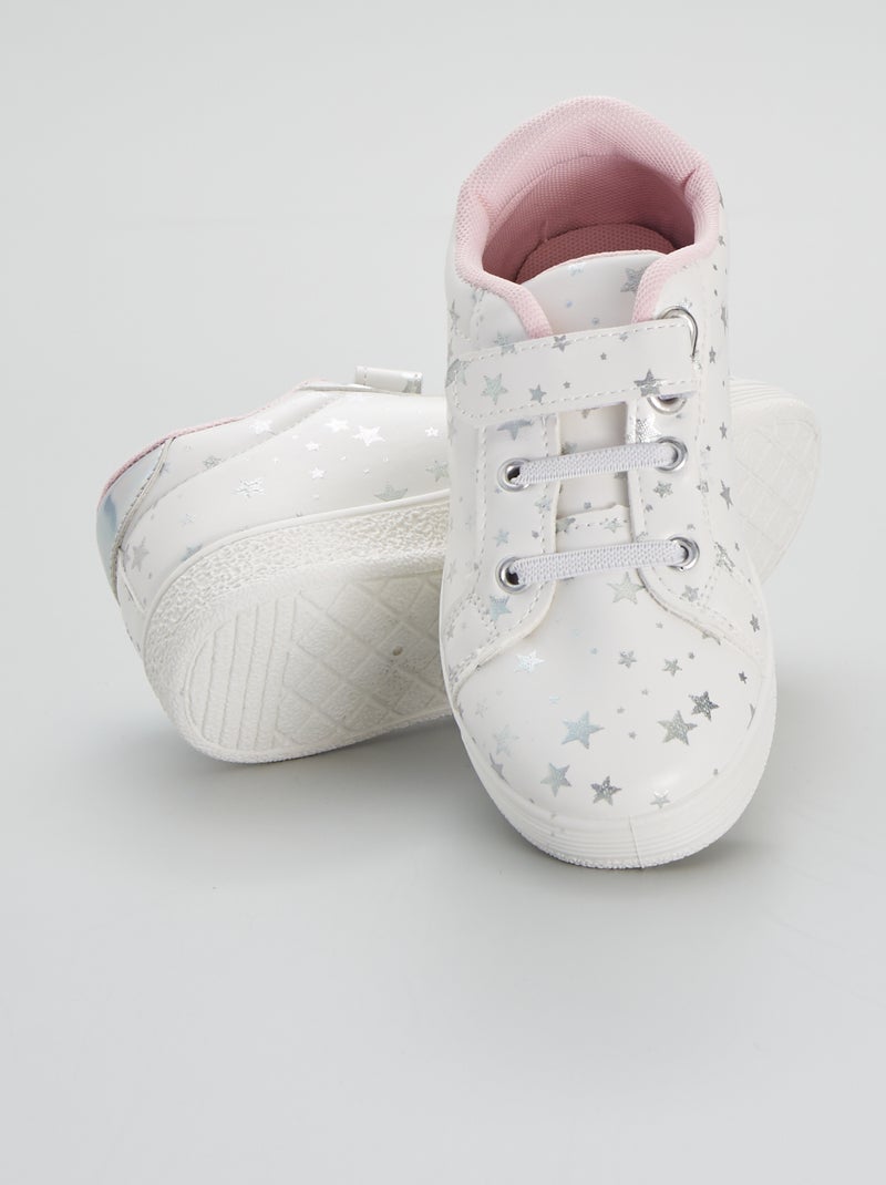 Lage sneakers met sterrenprint wit - Kiabi